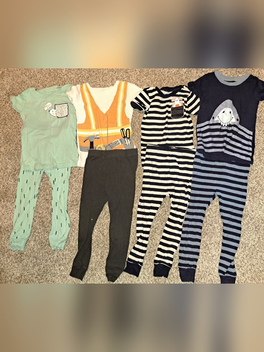 Striped Navy & White Pajama Set with Pocket Accent